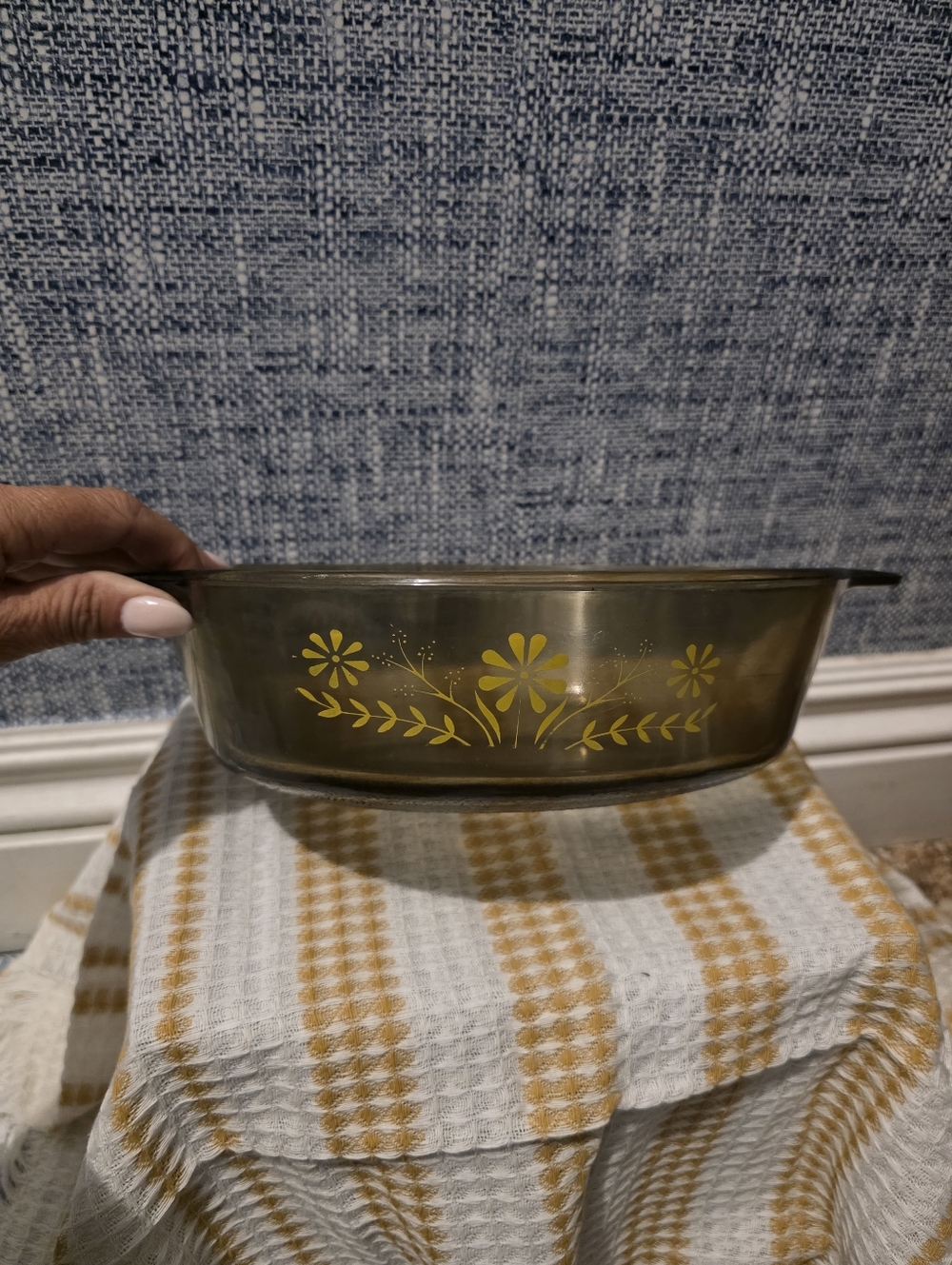 Yellow Floral Glass Bakeware Casserole Dish
